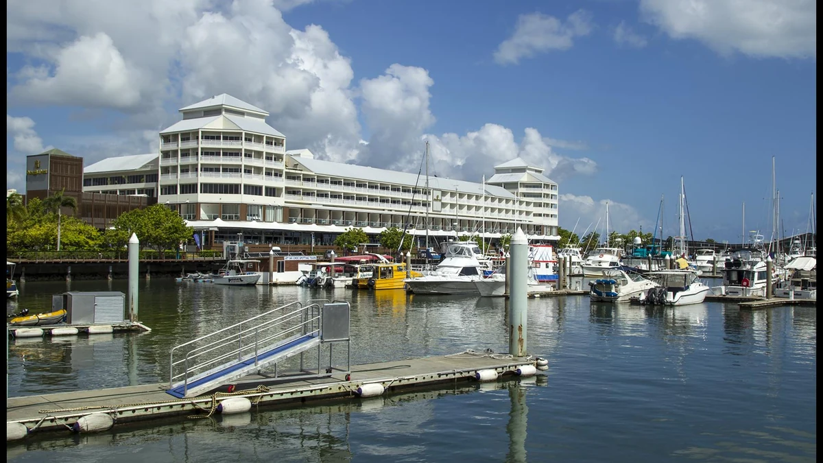Cairns marina and waterfront beside the cruise port in Queensland
