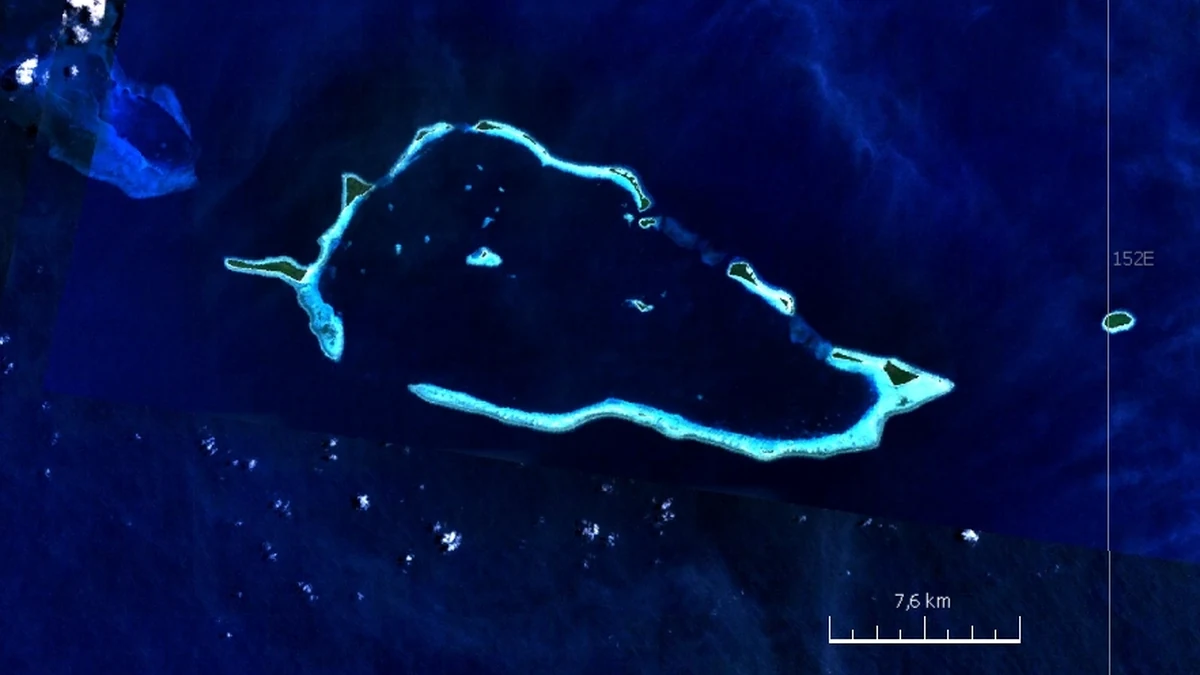 Satellite view of the Conflict Group atoll in Papua New Guinea