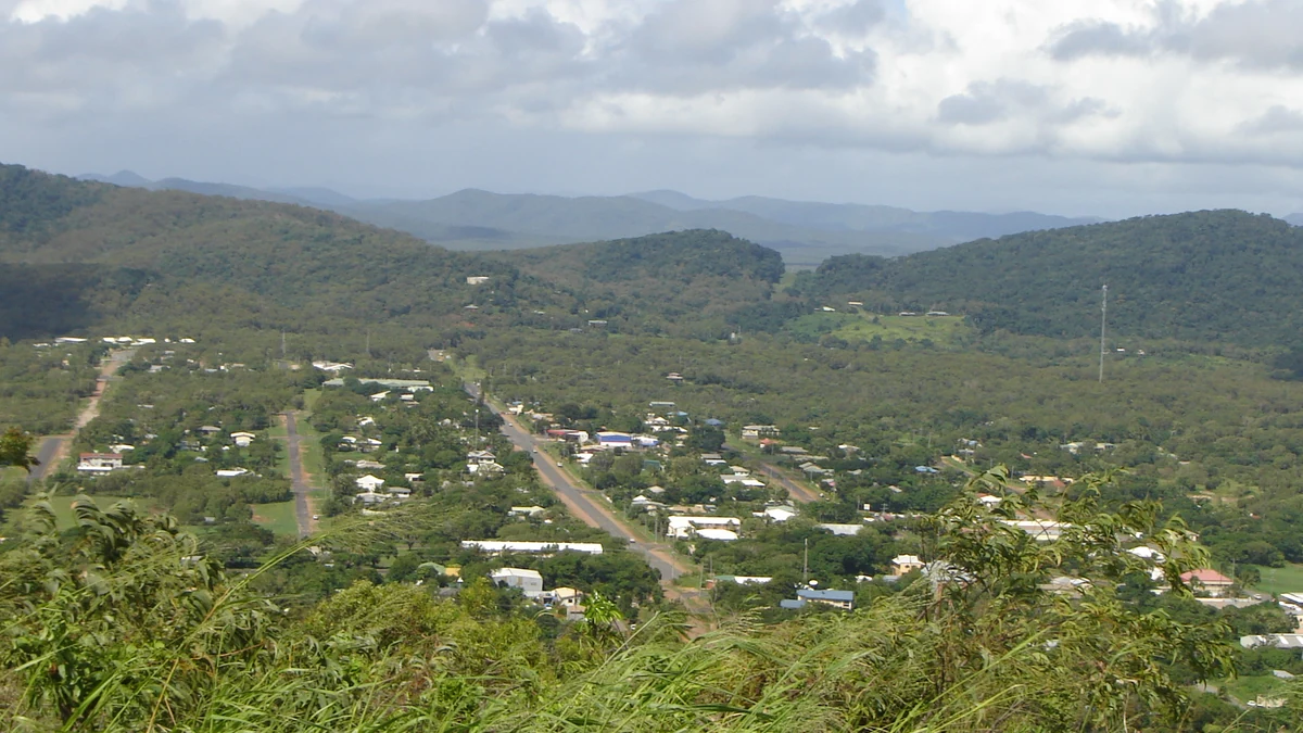 Cooktown and surrounding hills in far north Queensland