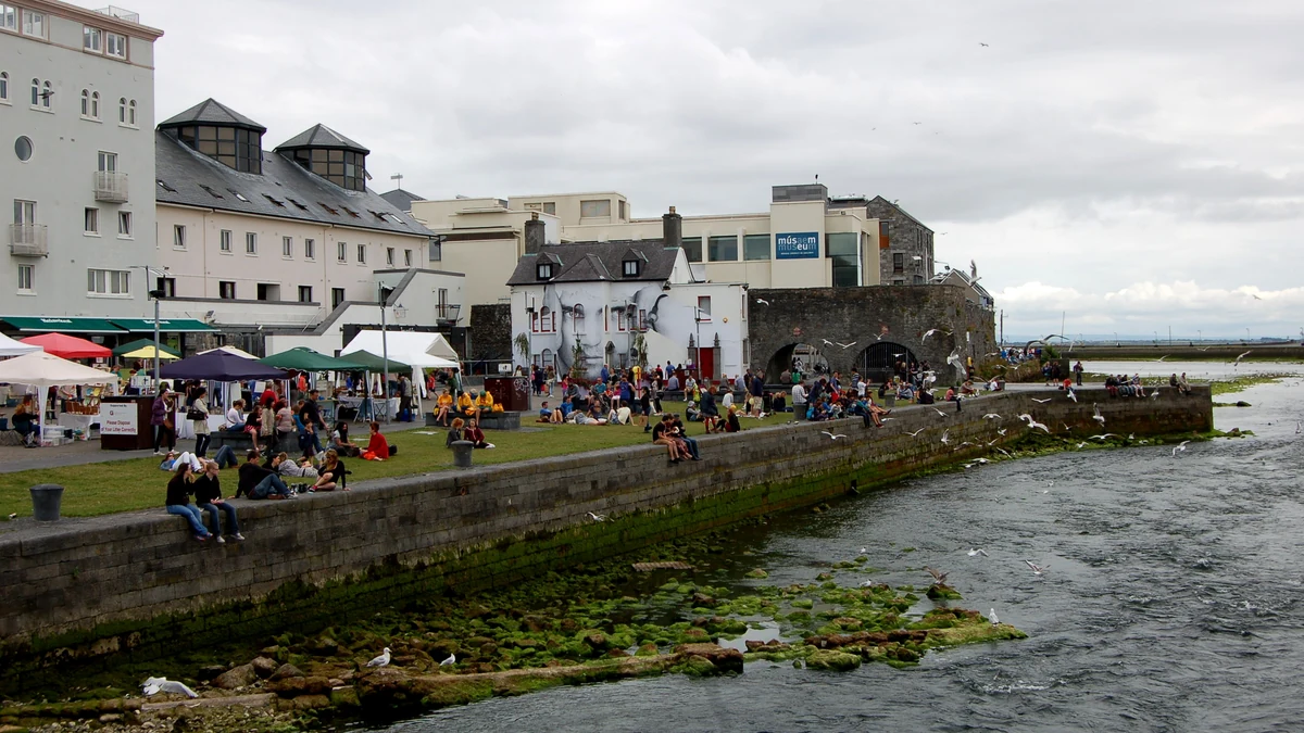 Galway cruise port guide image showing the Spanish Arch waterfront