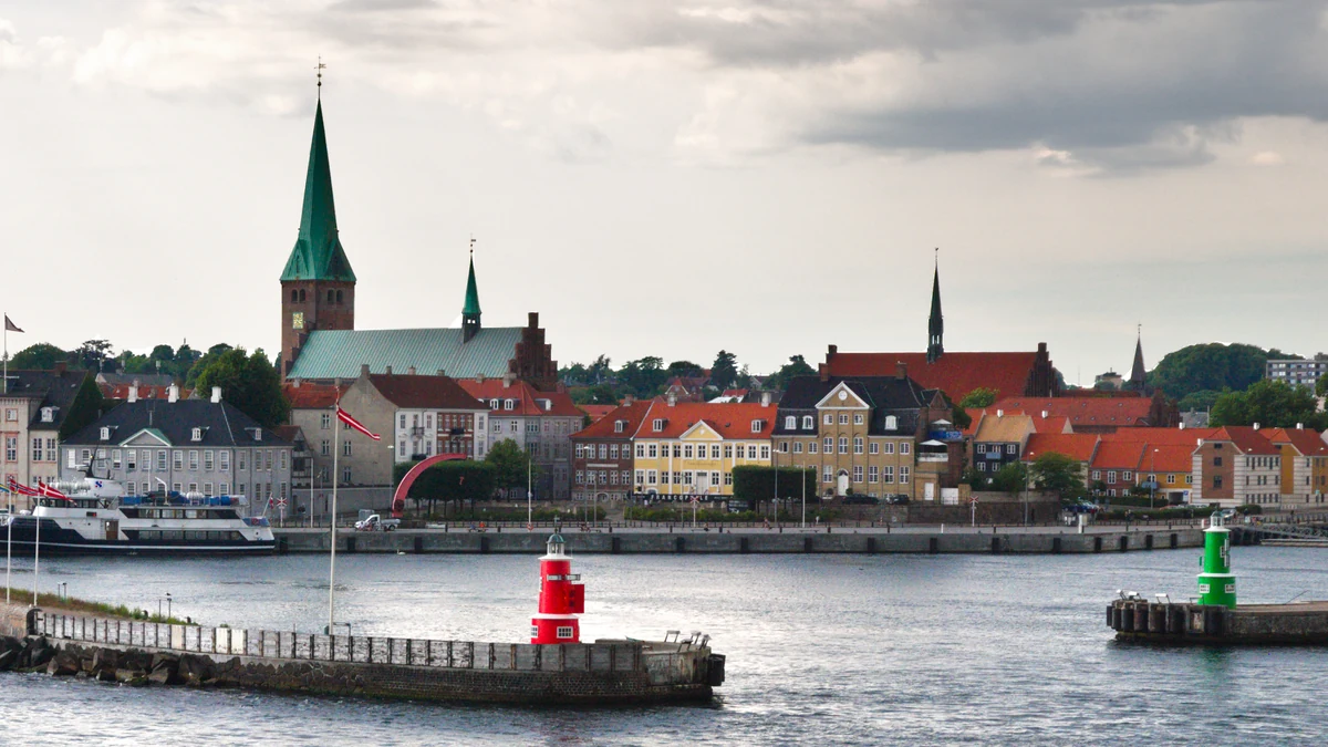 Helsingor cruise port harbour and waterfront in Denmark