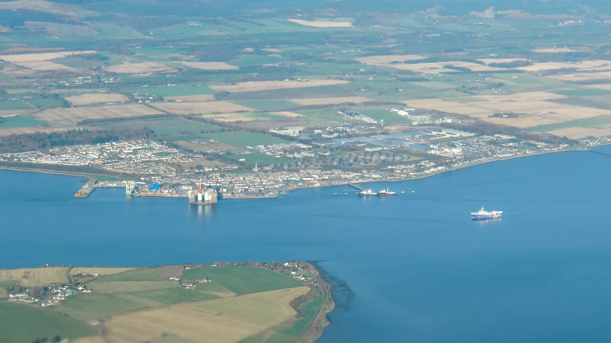 Invergordon cruise port and town beside the Cromarty Firth in Scotland