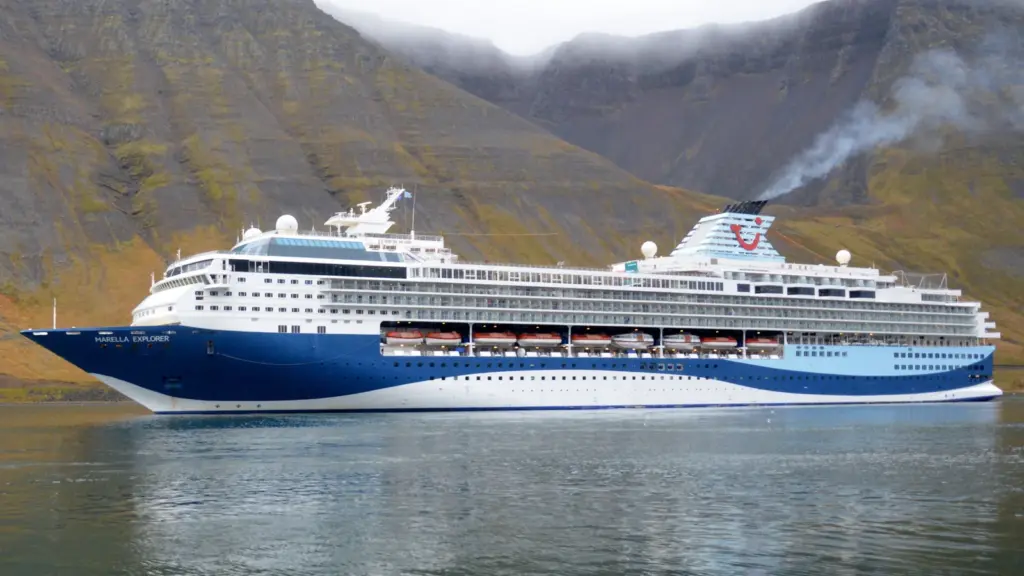 Marella Explorer sailing from Ísafjörður, Iceland