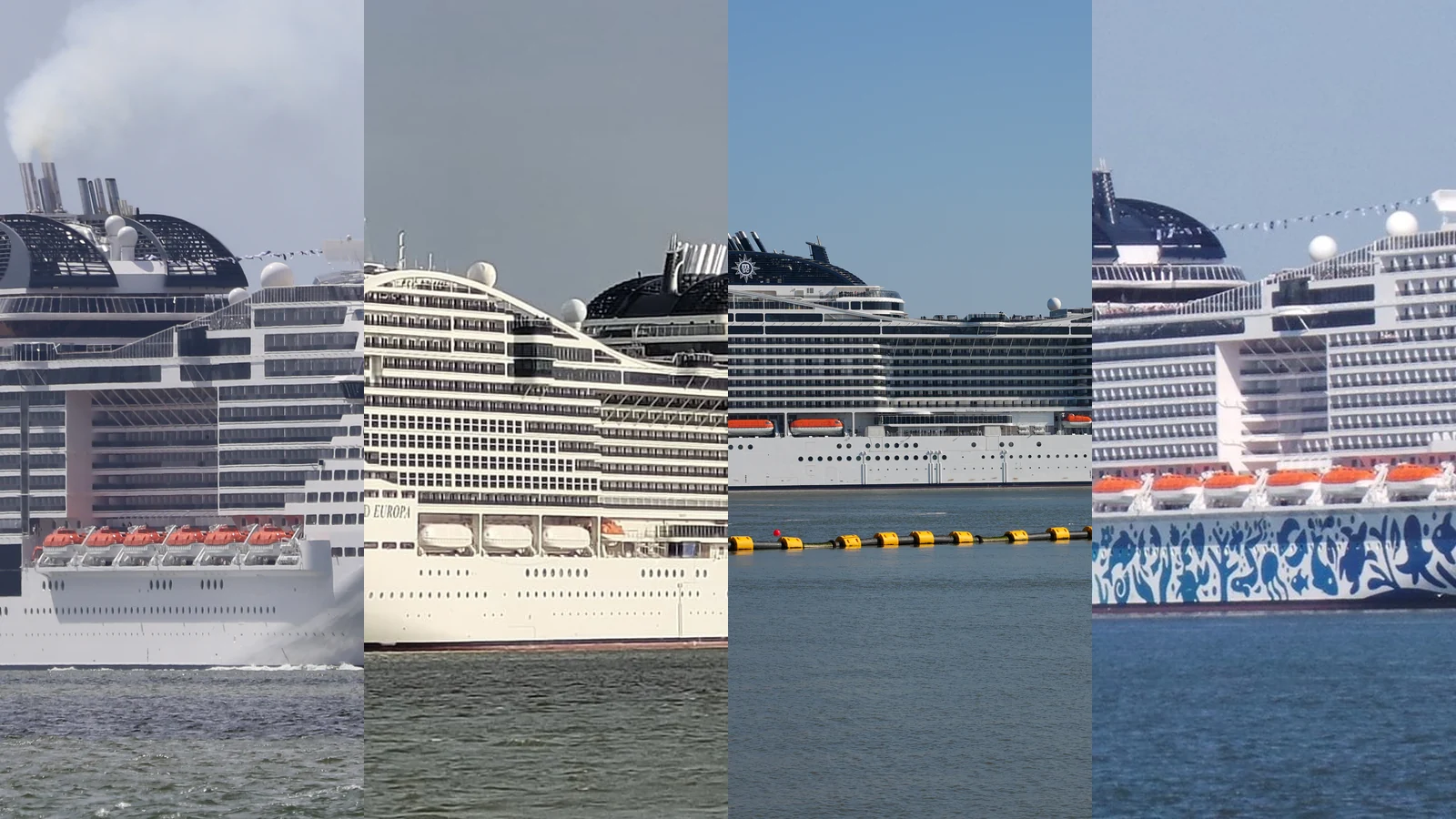 MSC Virtuosa, World Europa, World America and Euribia shown together