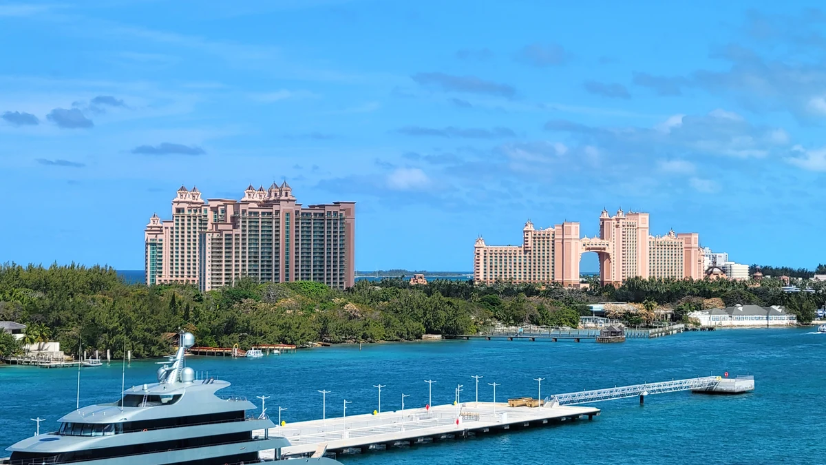 Nassau cruise port guide image showing Paradise Island from Nassau Cruise Port