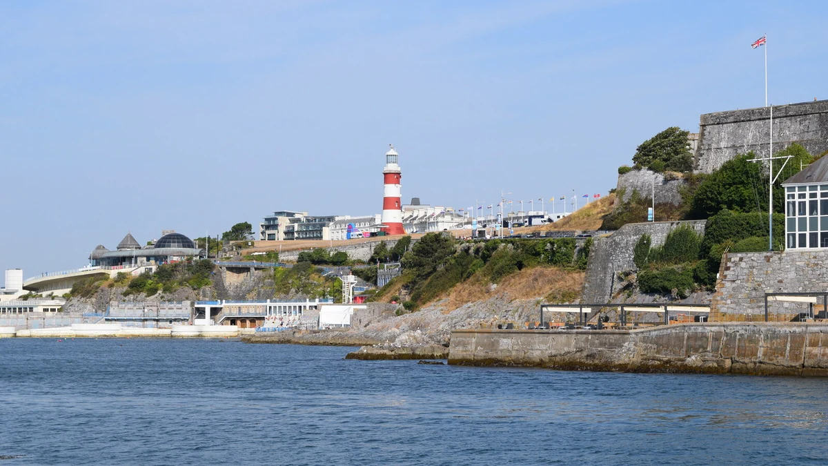 Plymouth cruise port view of Plymouth Hoe from the sea