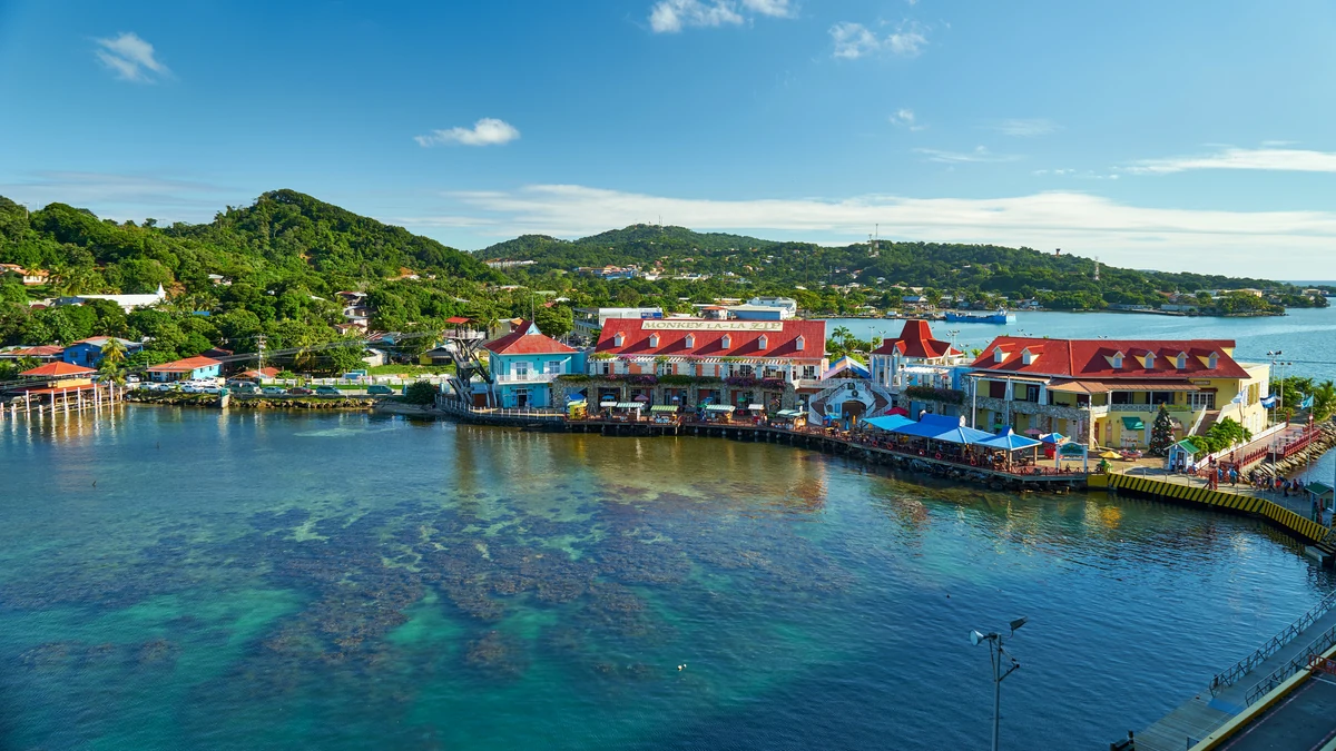 Port of Roatán and Coxen Hole waterfront in Honduras