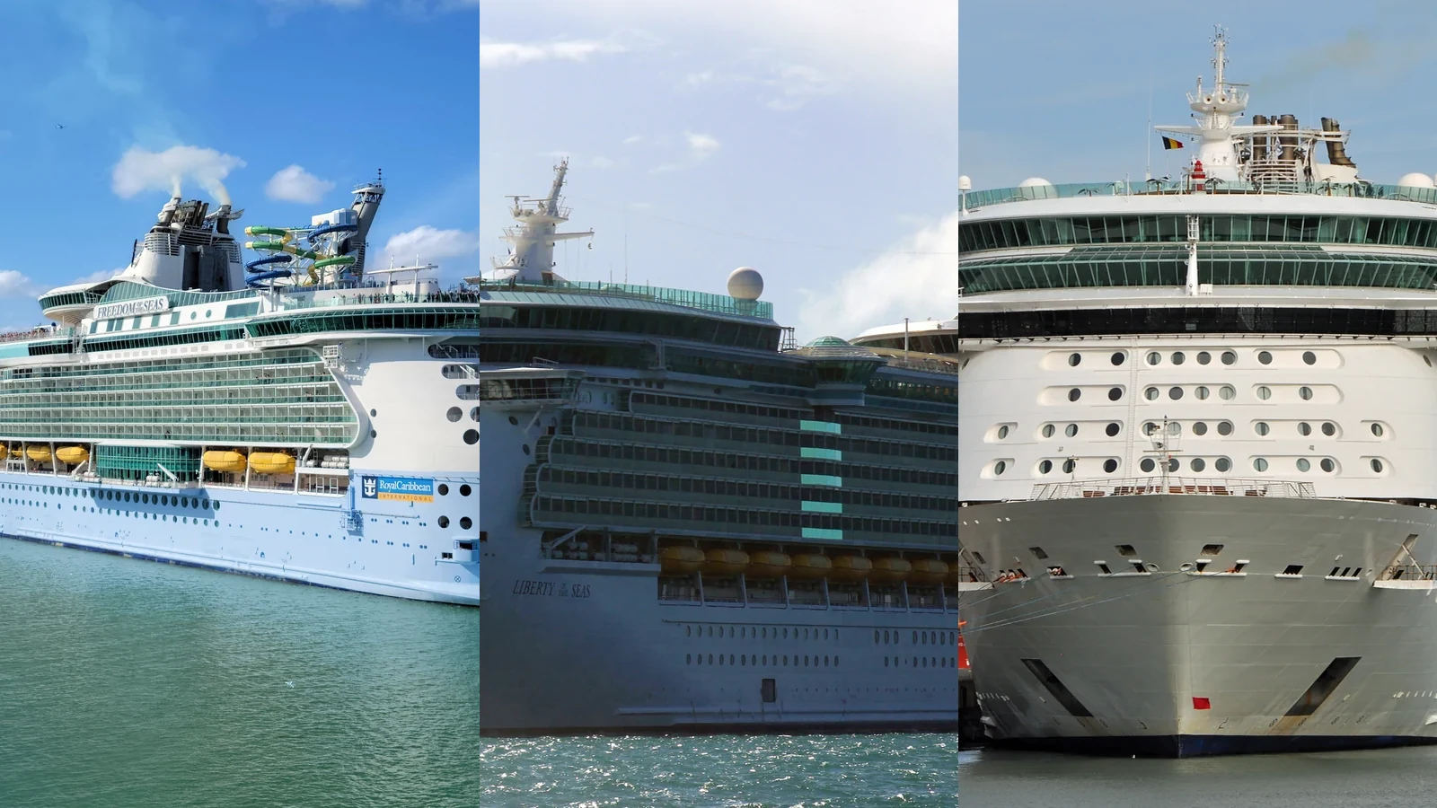 Freedom, Liberty and Independence of the Seas in a three-ship comparison montage
