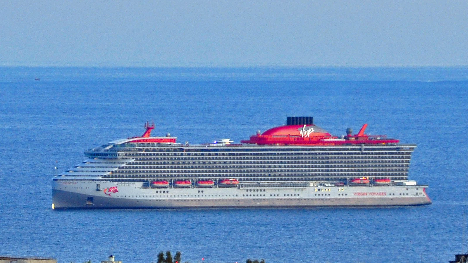 Scarlet Lady leaving Genoa