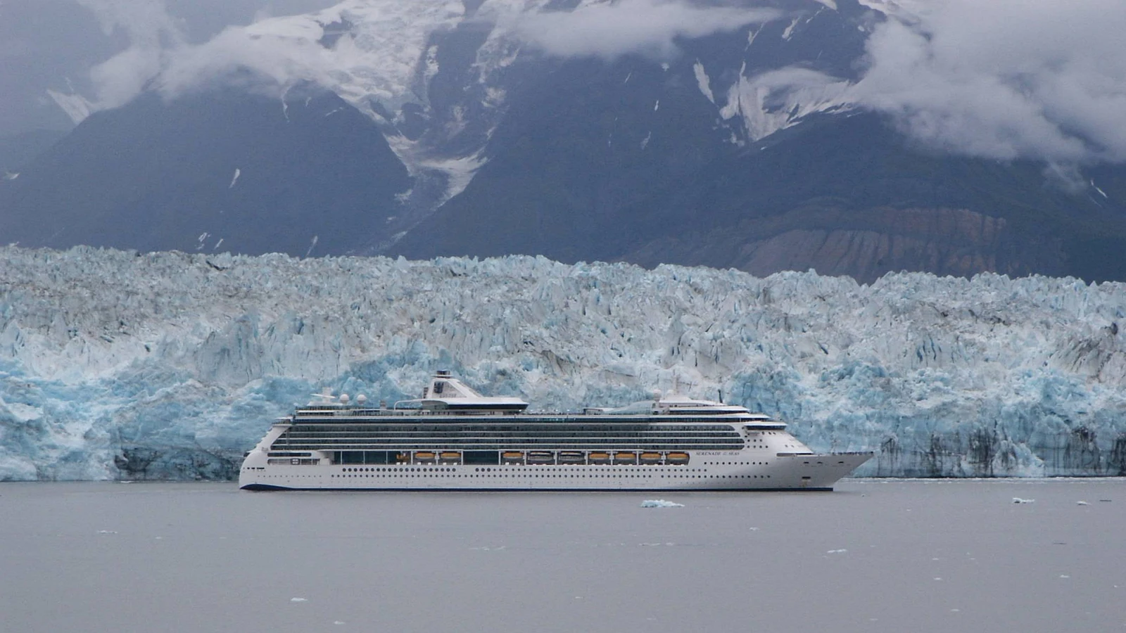 Serenade of the Seas in front of an Alaska glacier