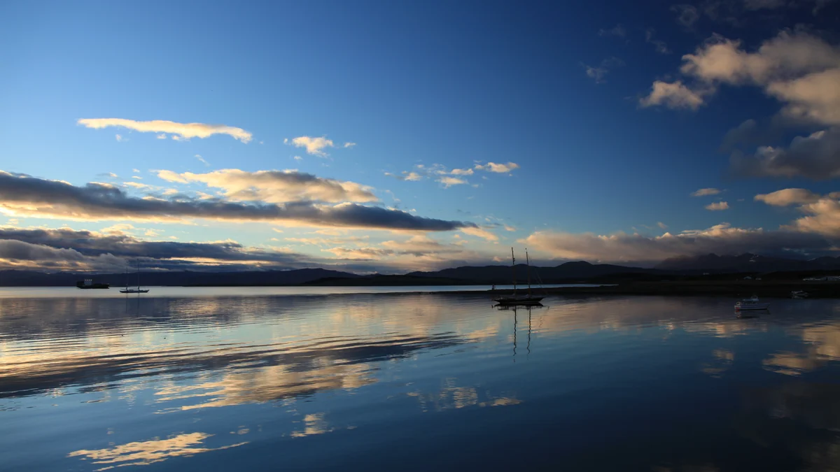 Ushuaia cruise port harbour and Beagle Channel landscape
