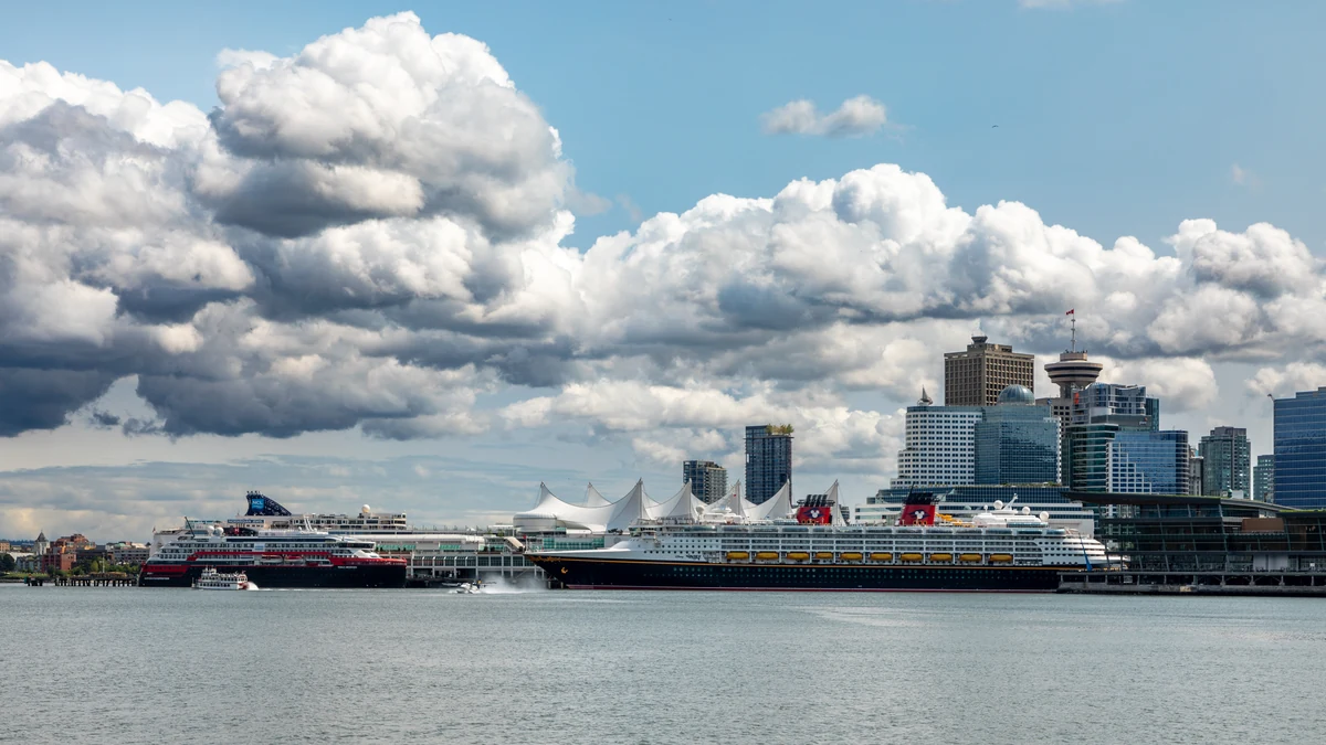 Vancouver Cruise Port with cruise ships at Canada Place terminal