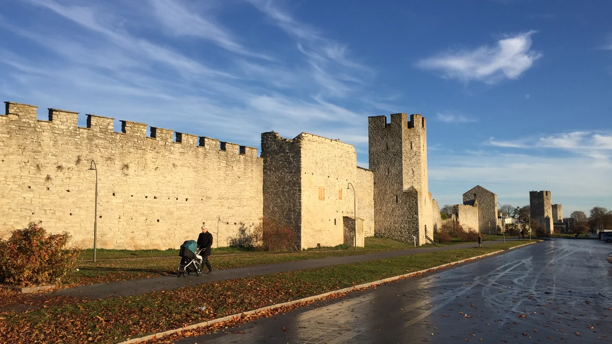 Visby cruise port destination view of the medieval city wall