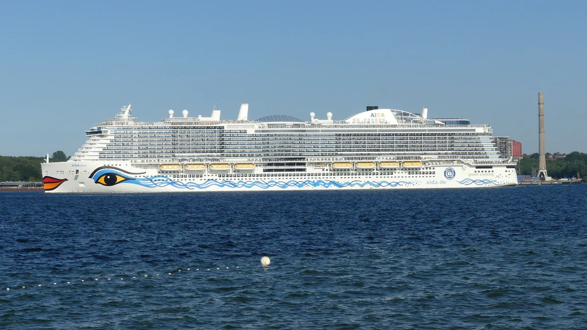 AIDAnova cruise ship leaving Kiel