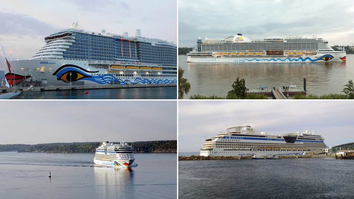 Four AIDA cruise ships representing the current fleet