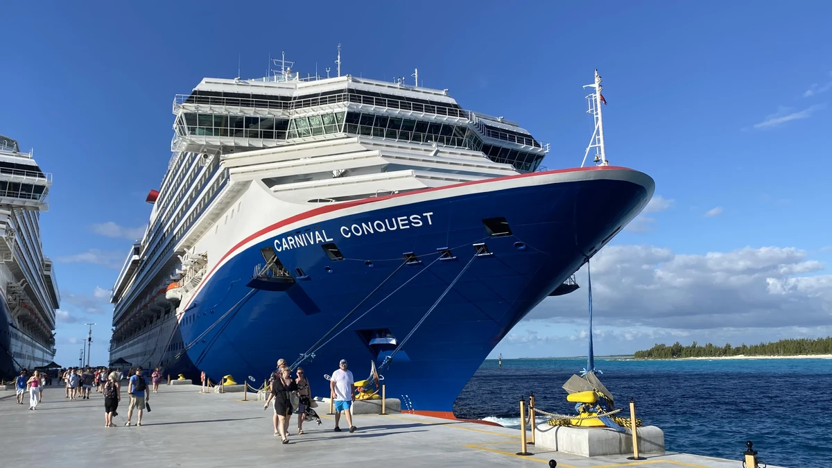 Carnival Conquest cruise ship alongside at Celebration Key
