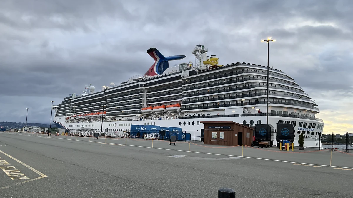 Carnival Spirit cruise ship alongside at Victoria in Canada