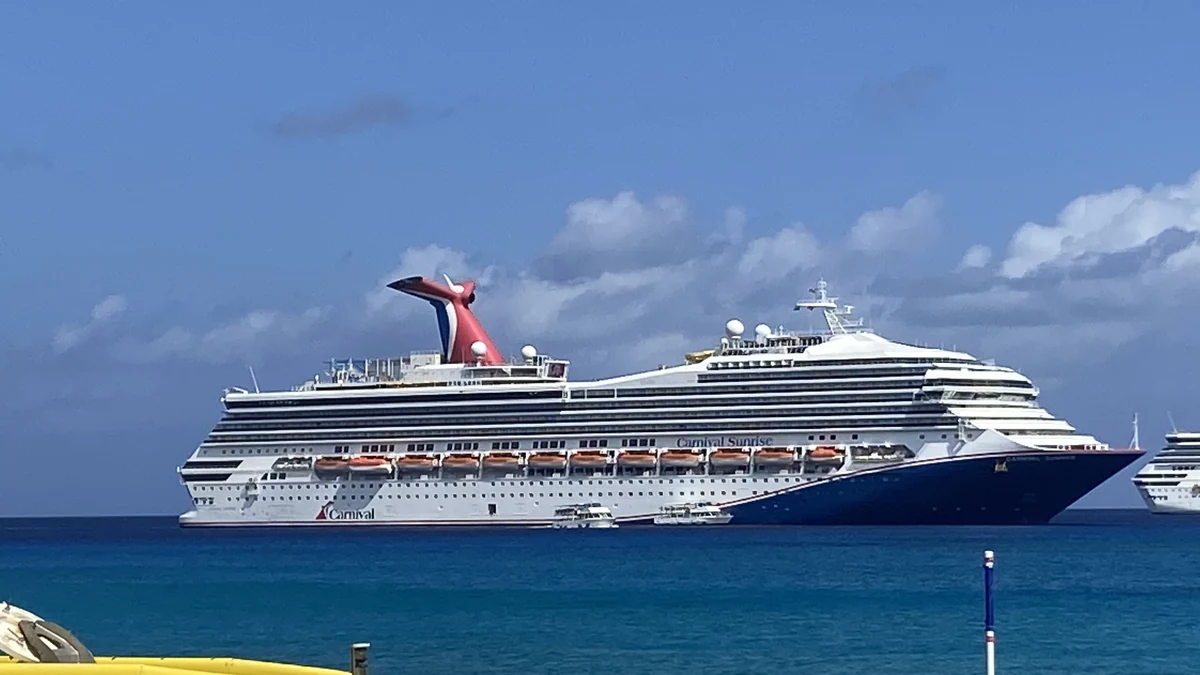 Carnival Sunrise cruise ship anchored off Grand Cayman