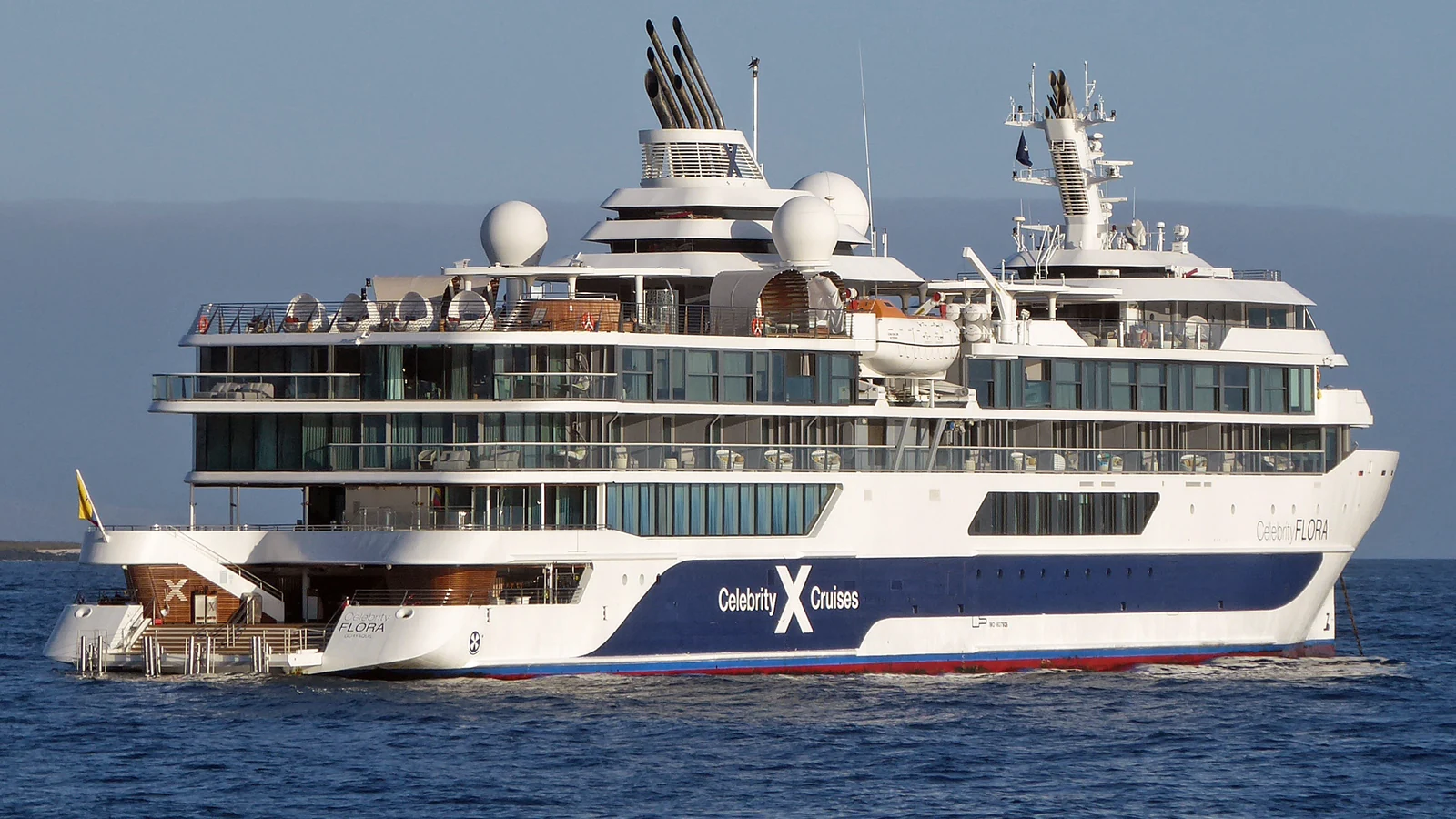 Celebrity Flora cruise ship off Puerto Ayora in the Galápagos Islands