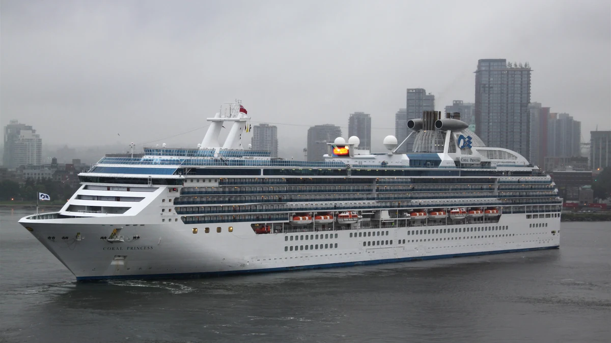Coral Princess cruise ship arriving at Vancouver