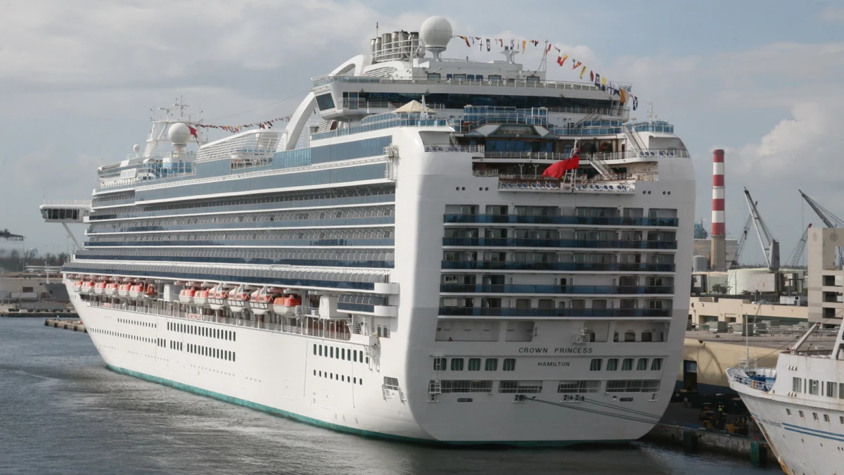 Crown Princess cruise ship viewed from astern