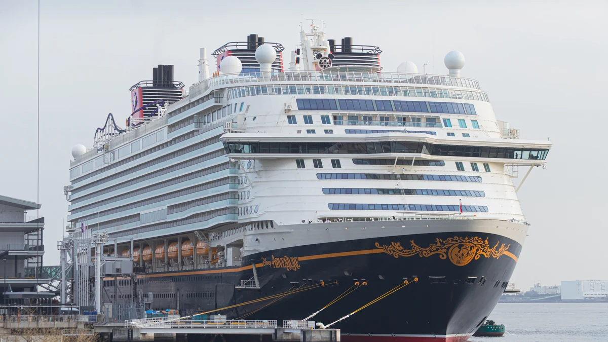Disney Adventure cruise ship in Tokyo before entering service