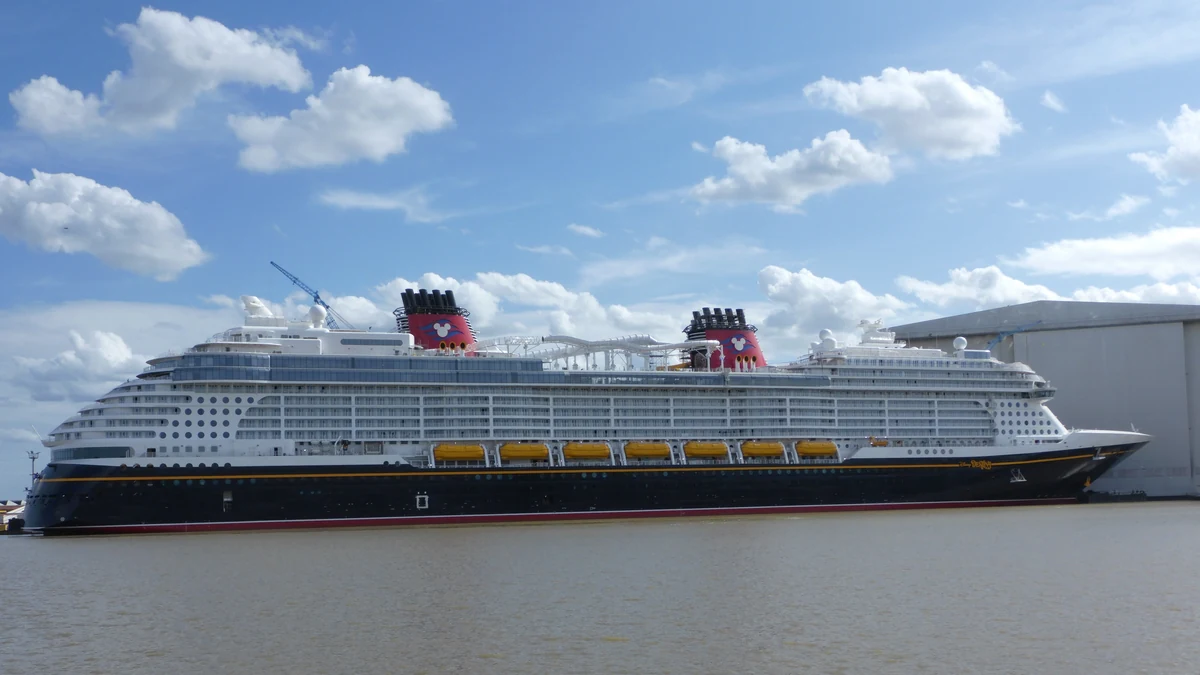 Disney Destiny cruise ship at Meyer Werft in Papenburg before delivery
