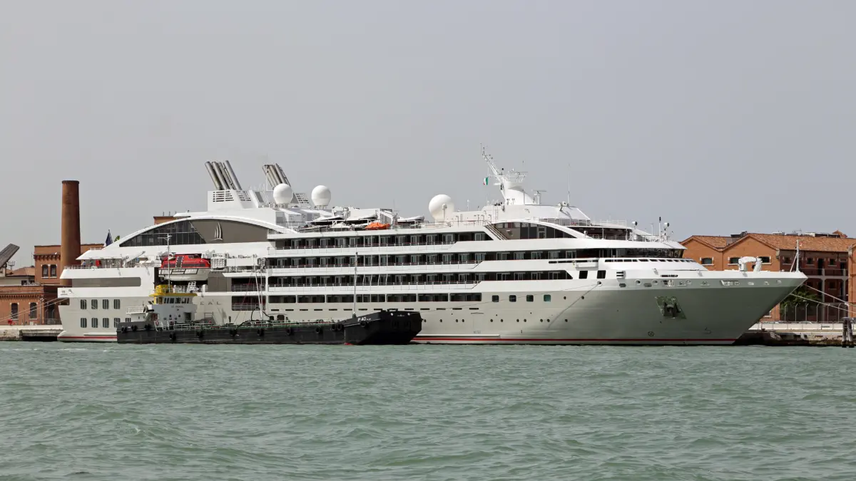 Le Soléal PONANT cruise ship moored in Venice