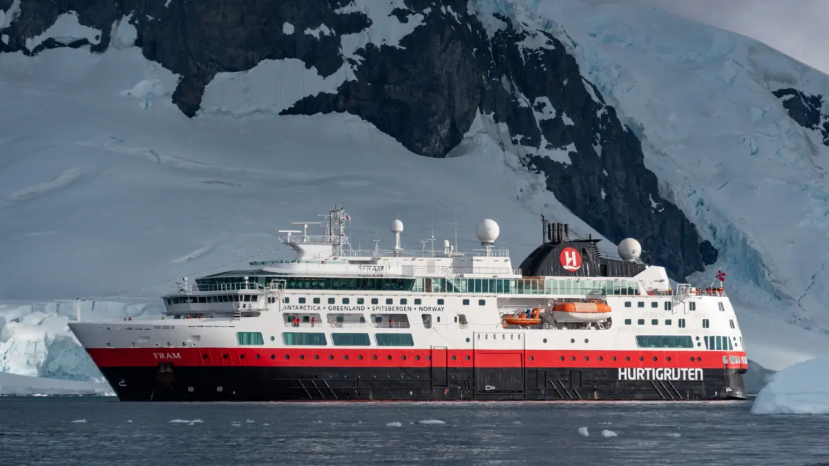 MS Fram HX Expeditions ship in the Errera Channel Antarctica