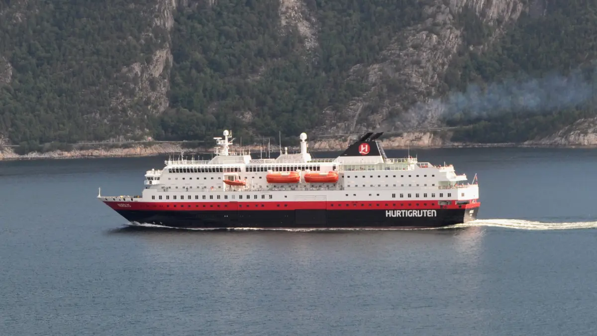 MS Nordlys Hurtigruten ship in Trondheimsfjorden