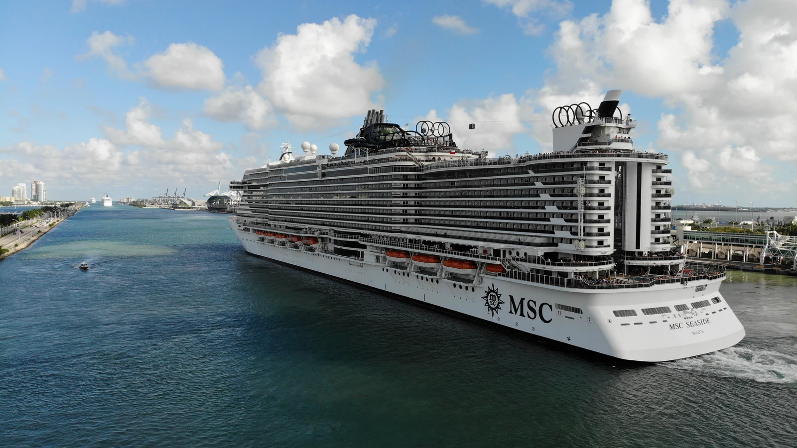 MSC Seaside cruise ship leaving Miami