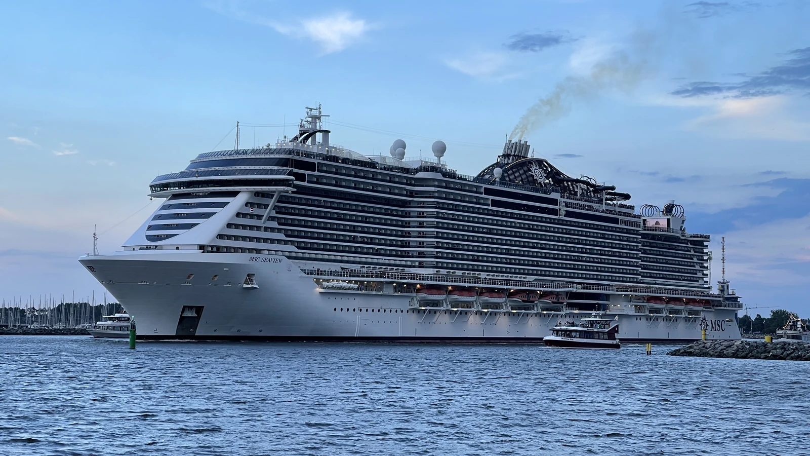 MSC Seaview cruise ship in the Mediterranean