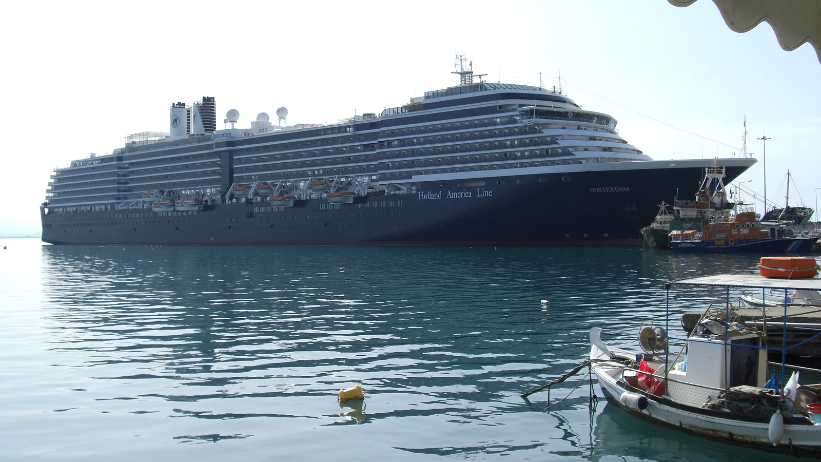 Oosterdam Holland America cruise ship berthed in harbour