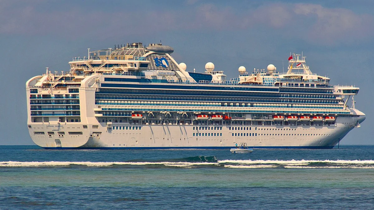 Sapphire Princess cruise ship off Tanjung Benoa in Bali